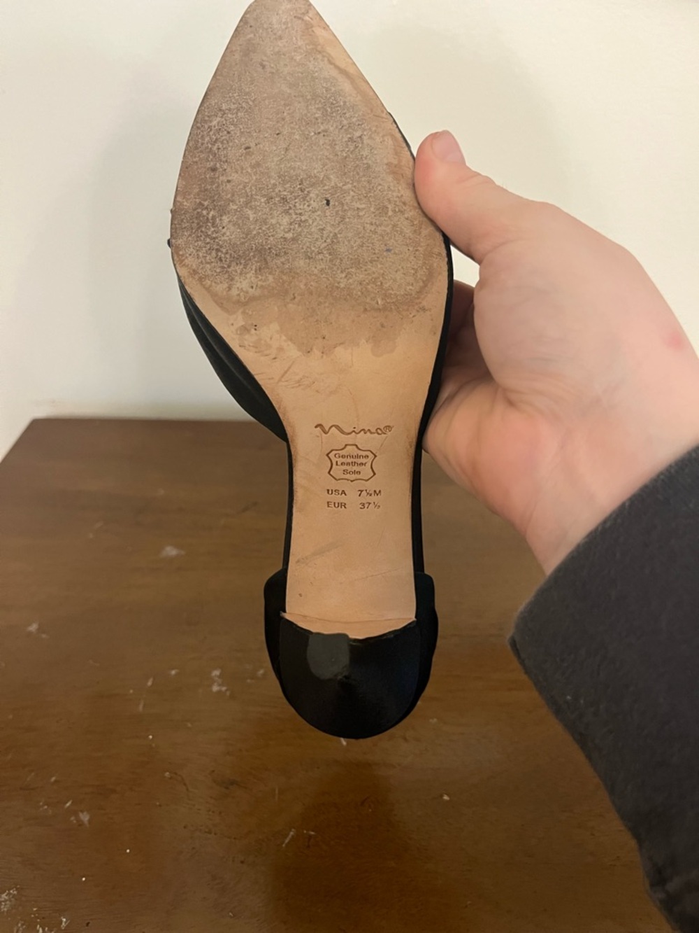 Nina Satin Black Pointed Toe Heels - Picture 8 of 8